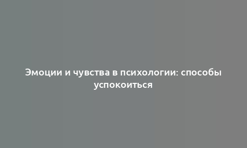 Эмоции и чувства в психологии: способы успокоиться